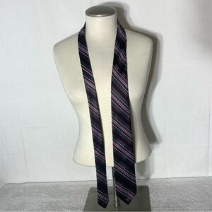 Vintage Christian Dior Monsieur Striped Black and Purple Neck Tie